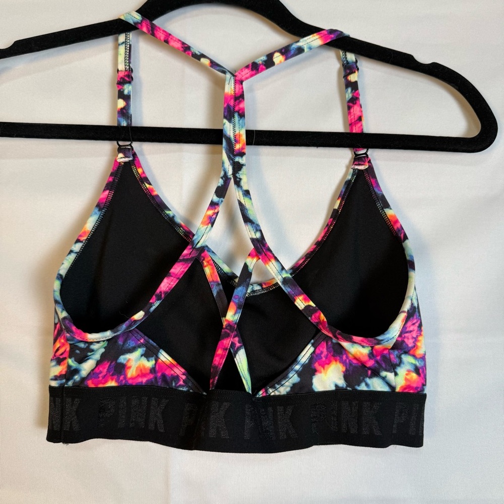 Victoria's Secret Black and Pink Patterned Sports Bra - Picture 2 of 4